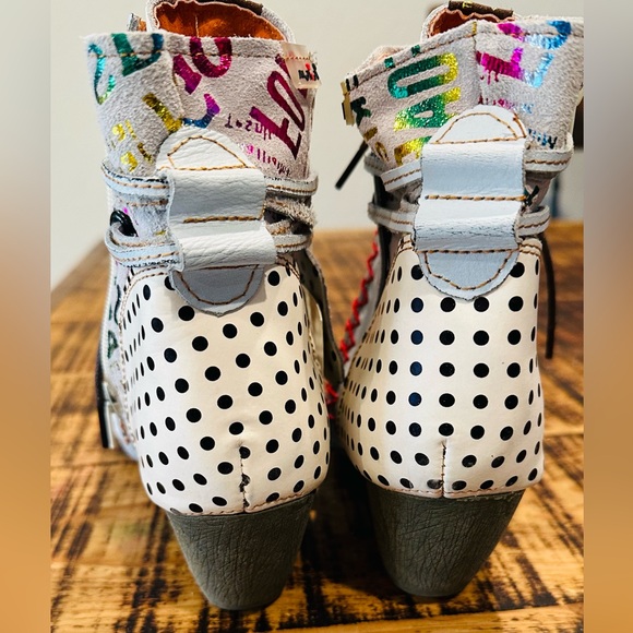 MAIA TMA EYES RETRO POLKA DOT LEATHER BOOTIE WOMENS SZ 8 1/2 / US 40 NWT - Picture 6 of 12